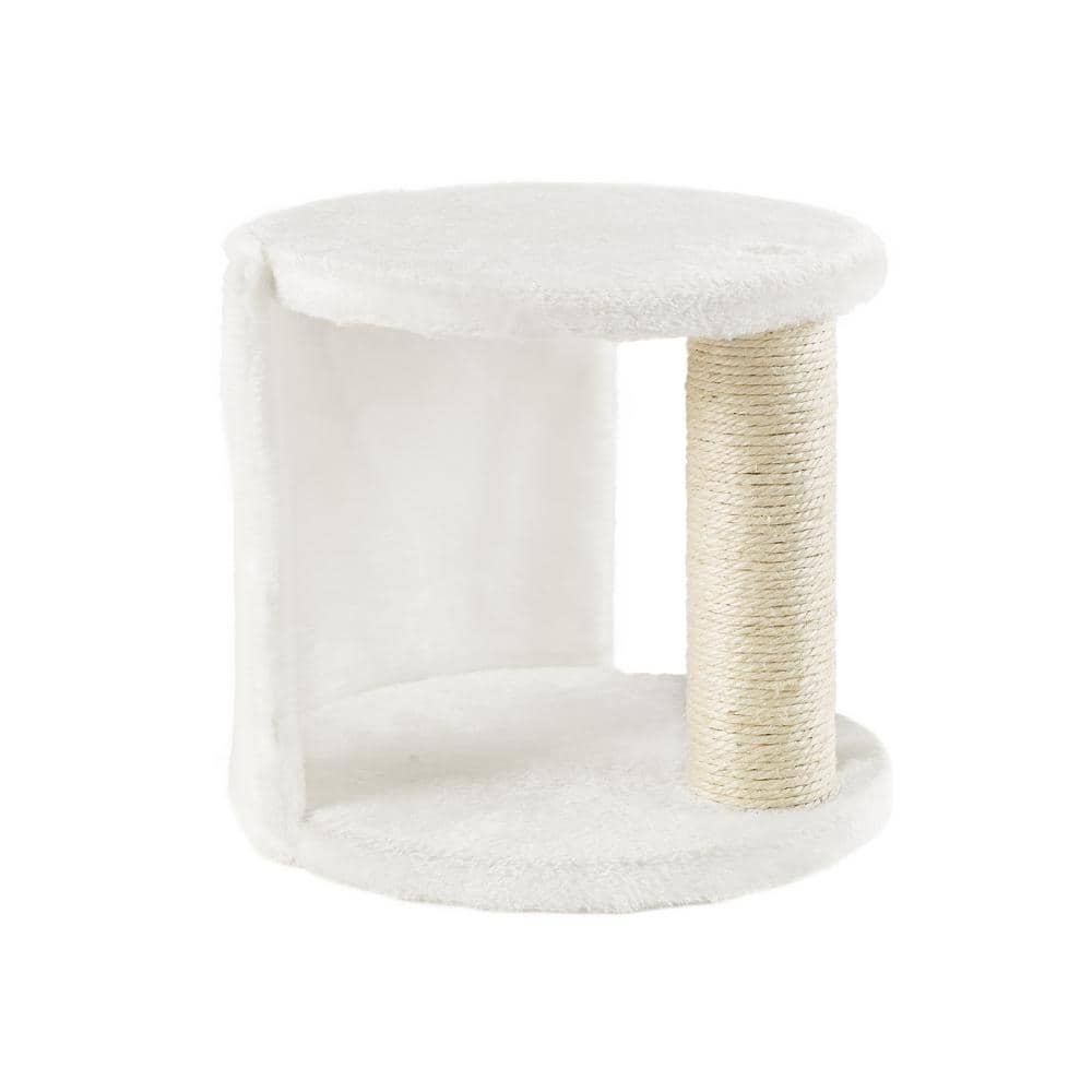 White Wall-Mounted Sisal Cat Climber with Platforms