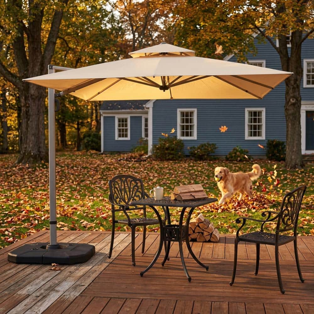 9 ft. x 11 ft. Rectangular Double Top Aluminum 360° Rotation Offset Cantilever Patio Umbrella, Beige (Base Included) price history on PriceWatchPro