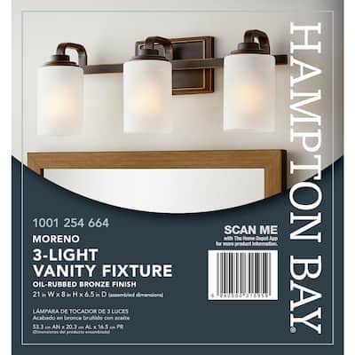3-Light Oil-Rubbed Bronze Vanity Light with Frosted Patterned Glass Shade