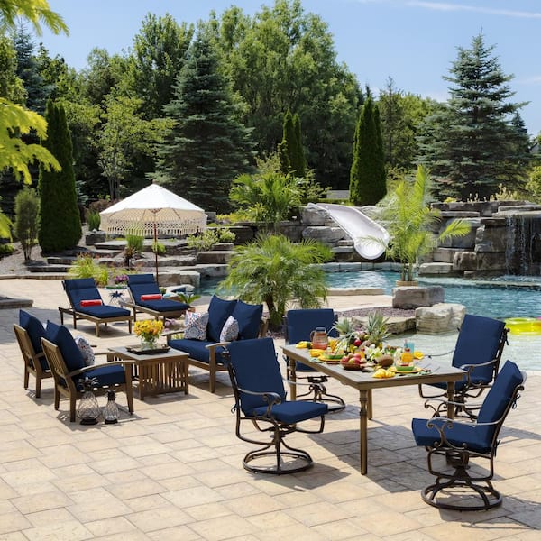 「Blue-B」ELLEGARDEN ARDEN 21-in x 21-in Sapphire Blue Leala Patio chair cushion