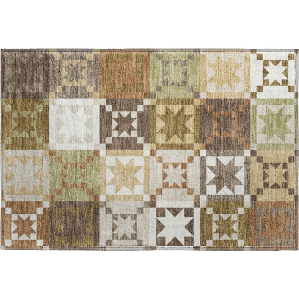Mayfield Premium Machine Washable Abstract AMF2538 Brown 3 ft. x 4 ft. Area Rug