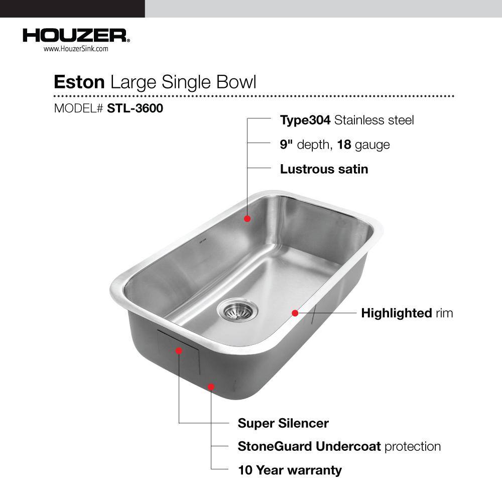 Large Stainless Steel Undermount Single Bowl Kitchen Sink