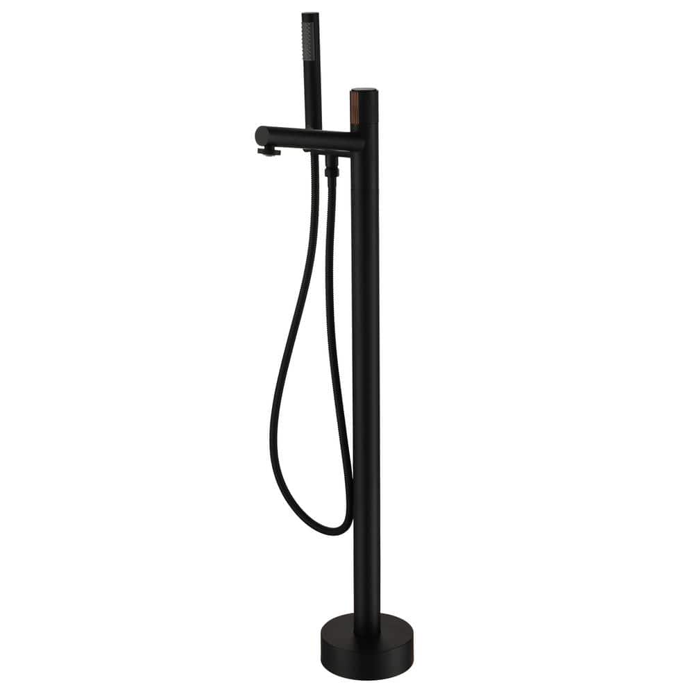 Modern Single-Handle Floor Mount Freestanding Tub Faucet with Hand Shower a