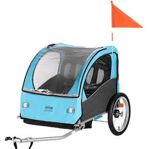 Bike Trailer for Kids Double Seat Canopy Carrier with Strong Carbon Steel Frame and Universal Bicycle Coupler 110 lbs.