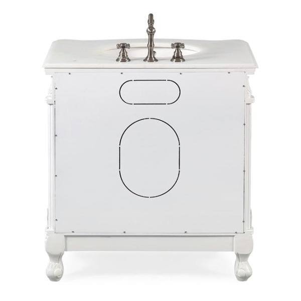 32'' Antique White Victorian Bathroom Vanity with Marble Top