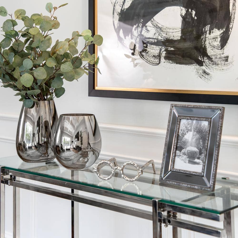 Silver Metallic 6" Glass Vase for Table Centerpieces