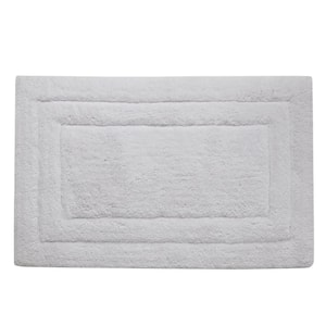 Double Border Ringspun Cotton White 20 in. x 32 in. and 17 in. x 24 in. 2-Piece Bath Accent Rug Set