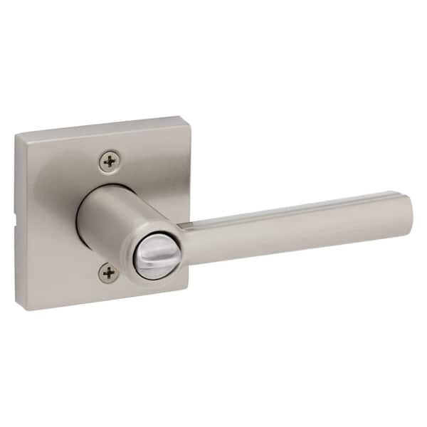 Kwikset Montreal Square Satin Nickel Entry Door Handle Featuring