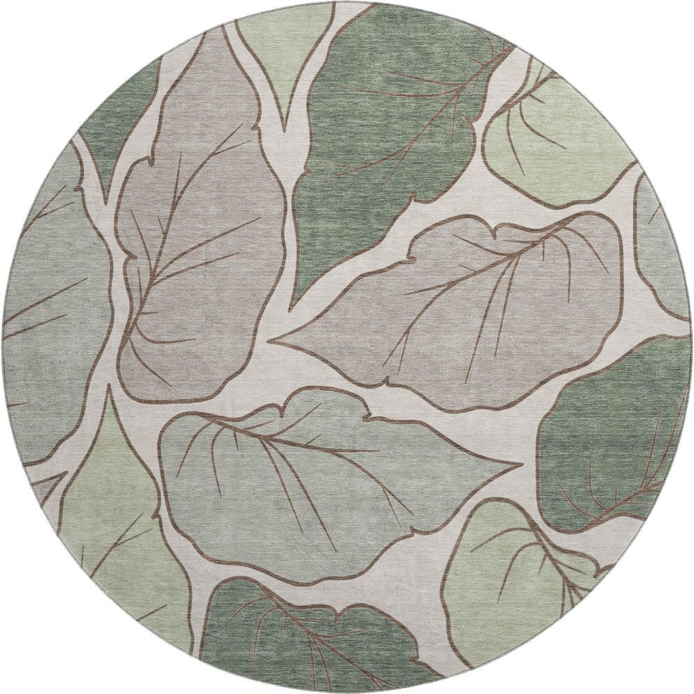 Mayfield Premium Machine Washable Abstract AMF2348 Basil 8 ft. x 8 ft. Round Rug price history on PriceWatchPro