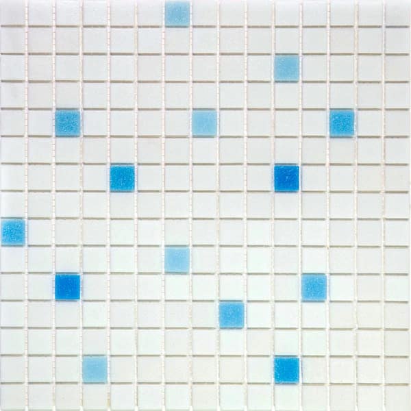 Mingles 12 in. x 12 in. Glossy White and Blue Glass Mosaic Wall and Floor Tile (20 sq. ft./case) (20-pack)