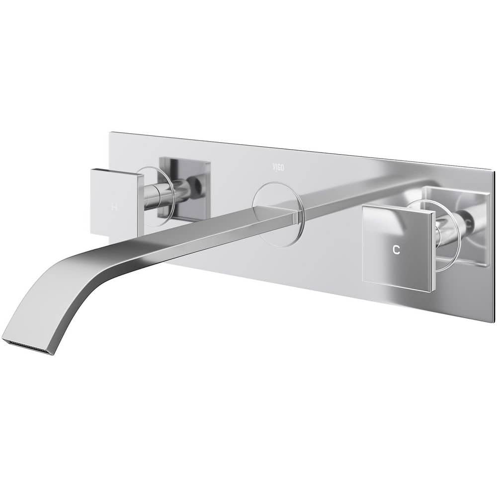 VIGO Titus Two Handle Wall Mount Bathroom Faucet in Chrome