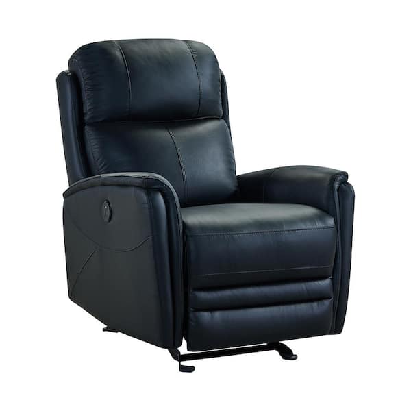 Armen Living Wolfe Black Genuine Leather Contemporary Recliner