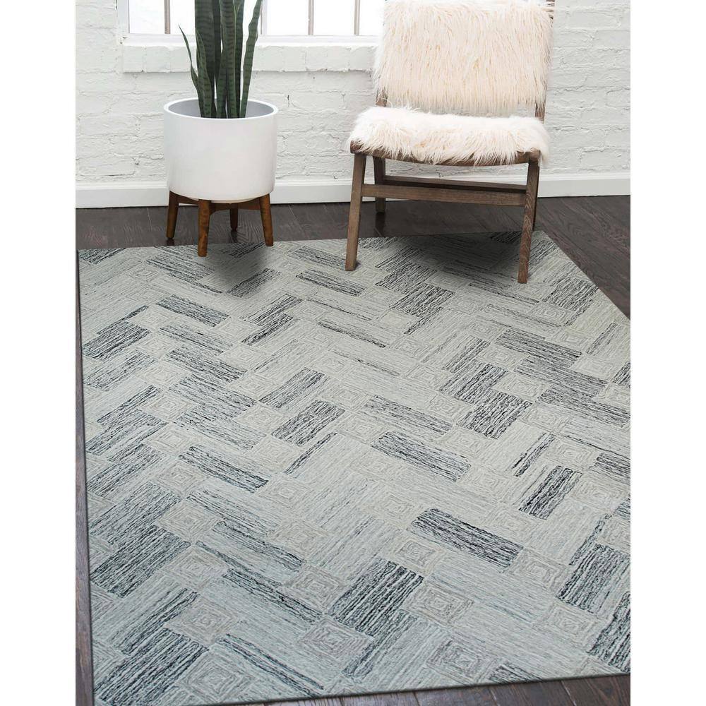 EORC Multi Gray 6 ft. x 6 ft. Hand Tufted Wool Transitional Modern ...