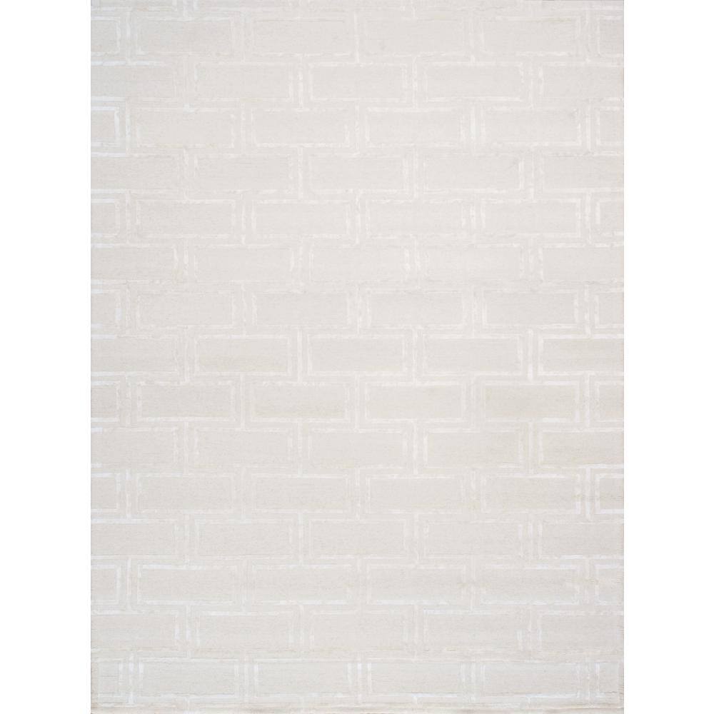 Pasargad Home Edgy Ivory 10 ft. x 14 ft. Geometric Bamboo Silk and Wool Area Rug -  pvny-23 10x14
