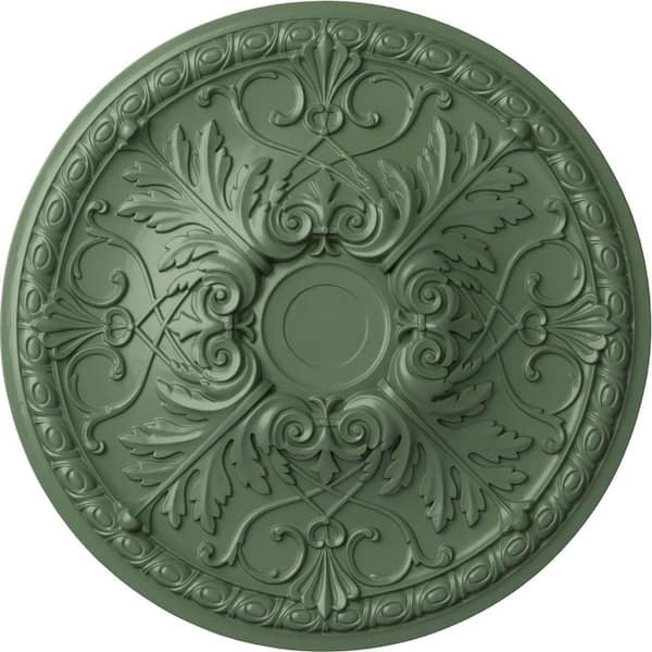 Ekena Millwork 32-3/8" x 3-1/2" Tristan Urethane Ceiling (Fits Canopies up to 6-1/4"), Hand-Painted Athenian Green