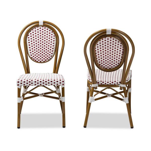 Baxton Studio Gauthier Red and White Dining Chair (Set of 2)
