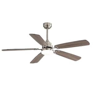 52 in. Smart Indoor Nickel Low Profile Ceiling Fan with Remote Contol, 5 ABS Blades, Reversible DC Motor w/LED Light
