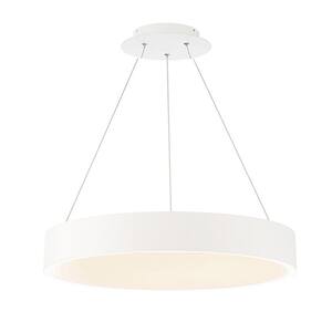 Corso 32 in. 750-Watt Equivalent Integrated LED White Pendant with PC Shade