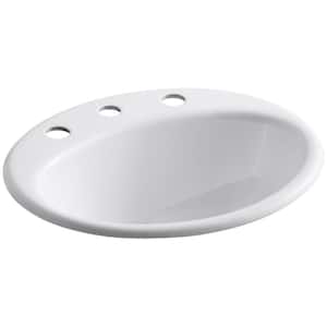 Farmington Topmount Bathroom Sink in White with Overflow Drain