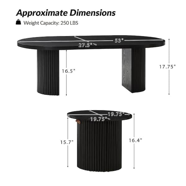 JAYDEN CREATION Roland Black 53 in. W Modern MDF Oval Tall Coffee