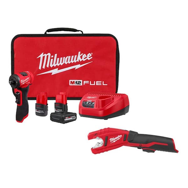 M12 FUEL 12V Lithium-Ion Brushless Cordless 1/4 in. Right Angle Die Grinder Kit with Copper Tubing Cutter