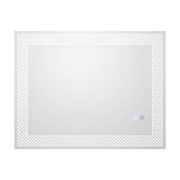 ANTFURN 28 in. W x 36 in. H Large Rectangular Frameless Anti-Fog Touch Sensor Wall Bathroom Vanity Mirror in Roasted white