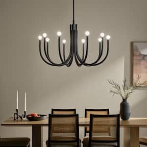 Odensa 40.25 in. 10-Light Black Modern Candle Circle Chandelier for Dining Room