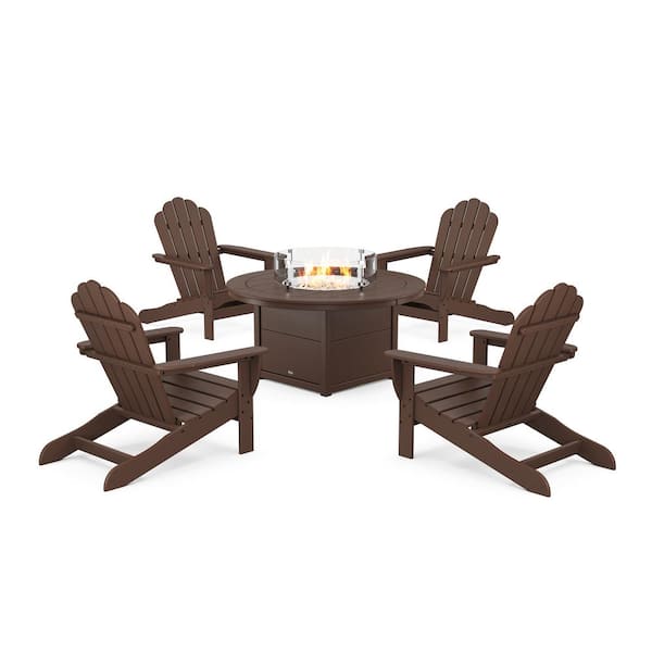 Trex Outdoor Furniture Monterey Bay Vintage Lantern 5-Pieces Plastic Oversized Adirondack Patio Fire Pit Set