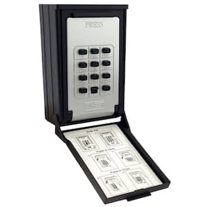 Key/Card Storage Wall Mount Push Button Combination Lockbox, Black