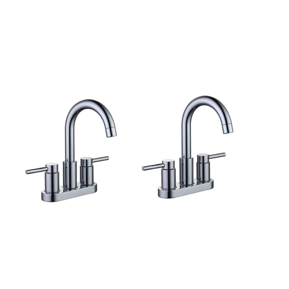 Glacier Bay Dorind 4 in. Centerset 2-Handle High-Arc Bathroom Faucet in Polished Chrome (2-Pack), Grey