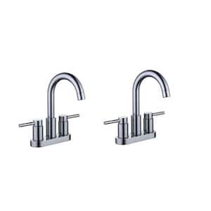 Dorind 4 in. Centerset 2-Handle High-Arc Bathroom Faucet in Polished Chrome (2-Pack)