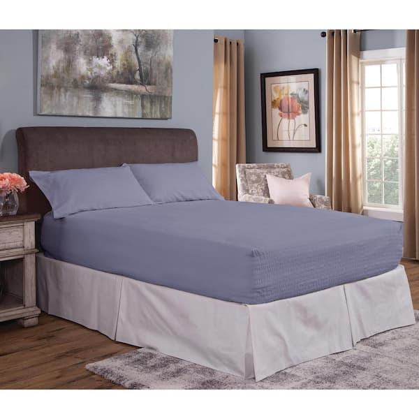 Bed Tite Flannel 4-Piece Slate Blue Solid Full Sheet Set