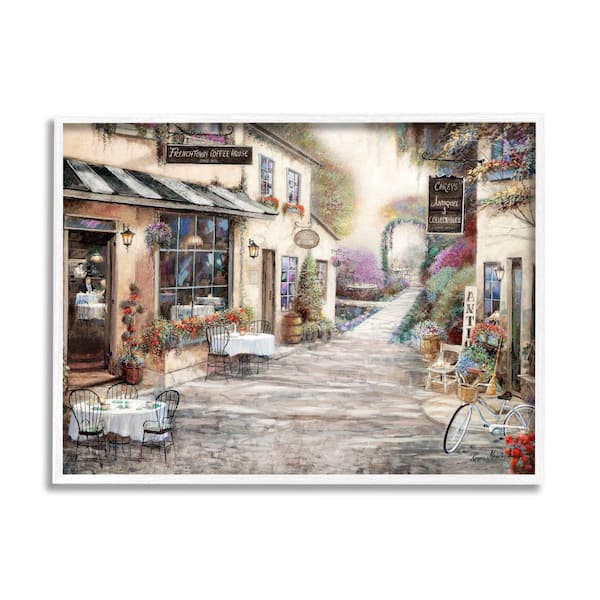 Stupell Industries Village City Architecture Bistro Scene By Ruane Manning Framed Print Architecture Texturized Art 11 in. x 14 in.