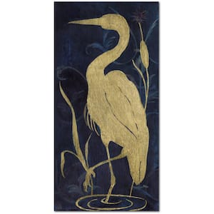 Egret On Indigo II Gallery-Wrapped Canvas Nature Wall Art 48 in. x 24 in.