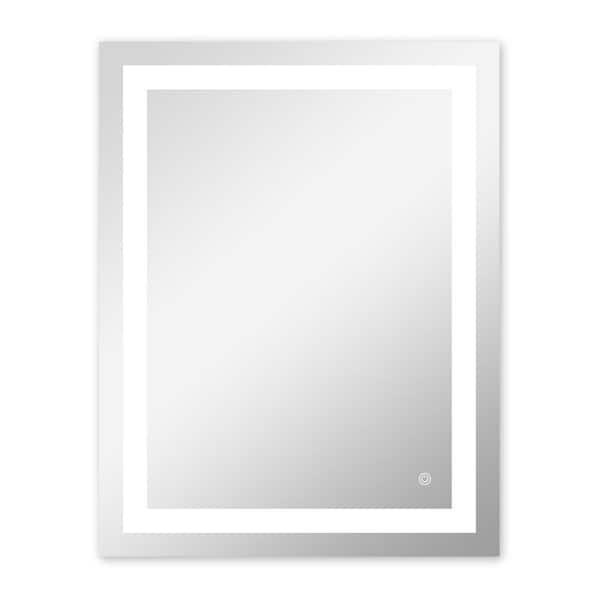 Unbranded 28 in. W x 36 in. H LED Light Rectangular Frameless Wall Mounted One button Bathroom Vanity Mirror in Silver