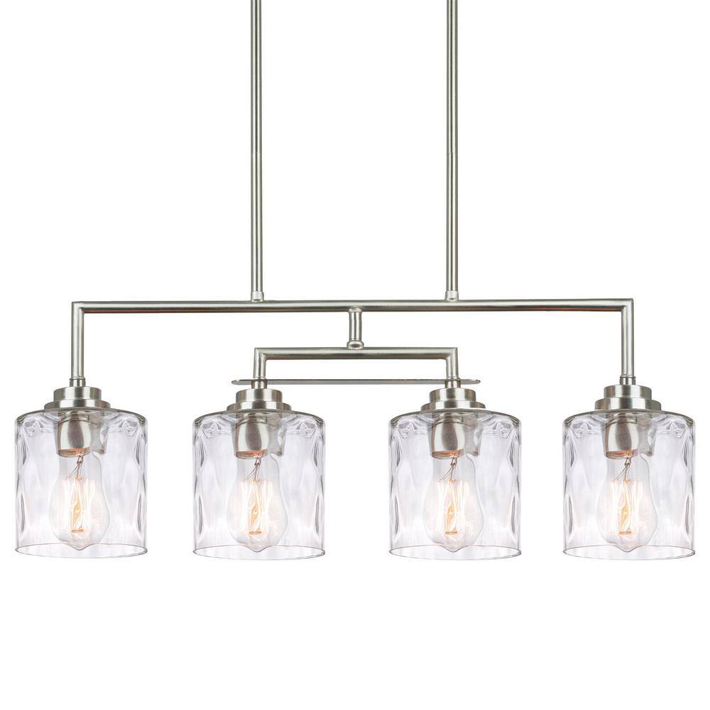 Kira Home Monroe 60Watt 4Light Brushed Nickel Modern Island Pendant