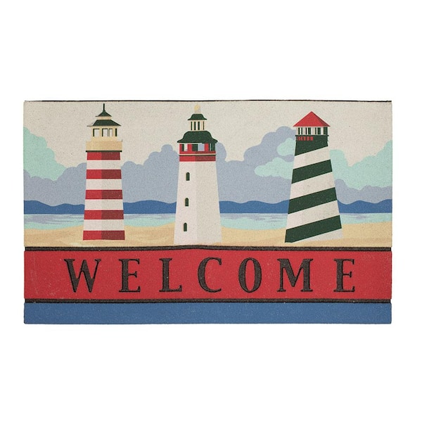 Patchwork Sand and Surf 18 in. x 30 in. Recycled Rubber Door Mat