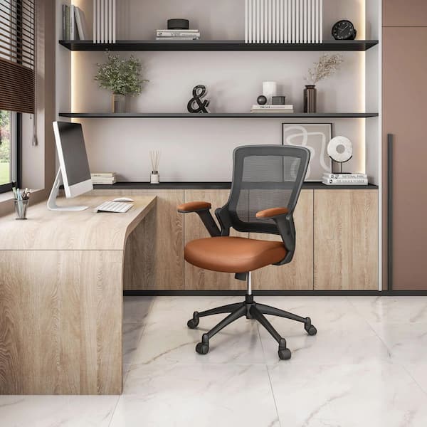 TECHNI MOBILI 25 in. Width Big and Tall Brown Faux Leather Task