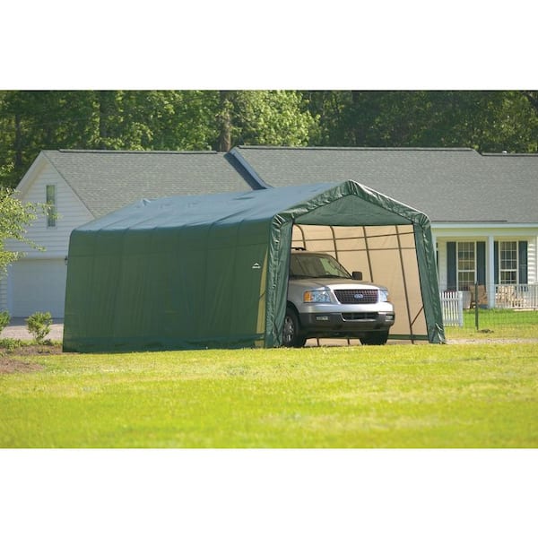 13 ft. W x 28 ft. D x 10 ft. H Steel and Polyethylene Garage without Floor in Green with Corrosion-Resistant Frame