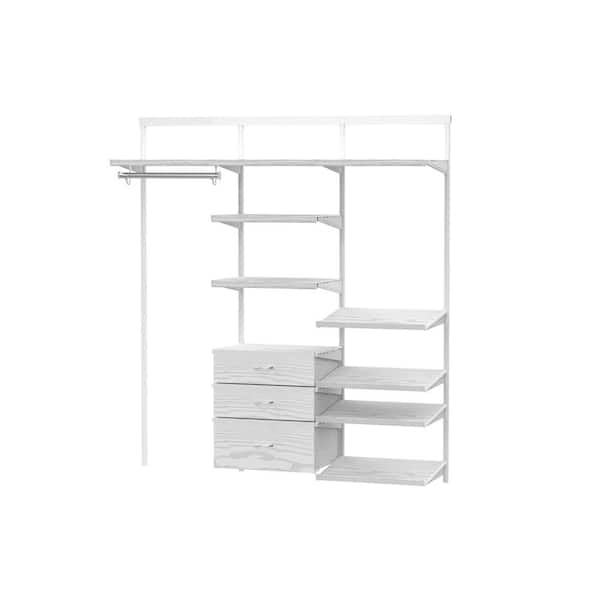 Everbilt Genevieve 6 ft. Gray Adjustable Closet Organizer Long and Double Long Hanging Rods with 5 Shelves
