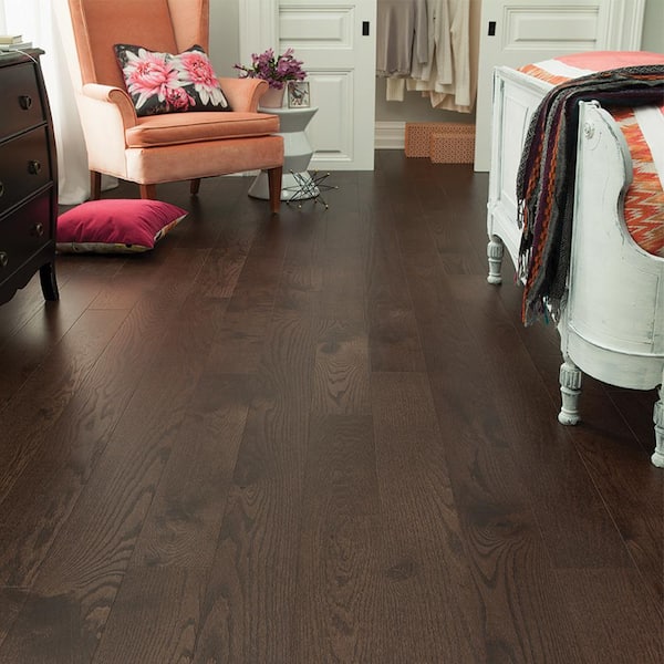 Blue Ridge Hardwood Flooring Espresso Red Oak 3/8 in. T x 5 in. W Tongue and Groove Wire Brushed Engineered Hardwood Flooring (24.5 sq. ft./Case)