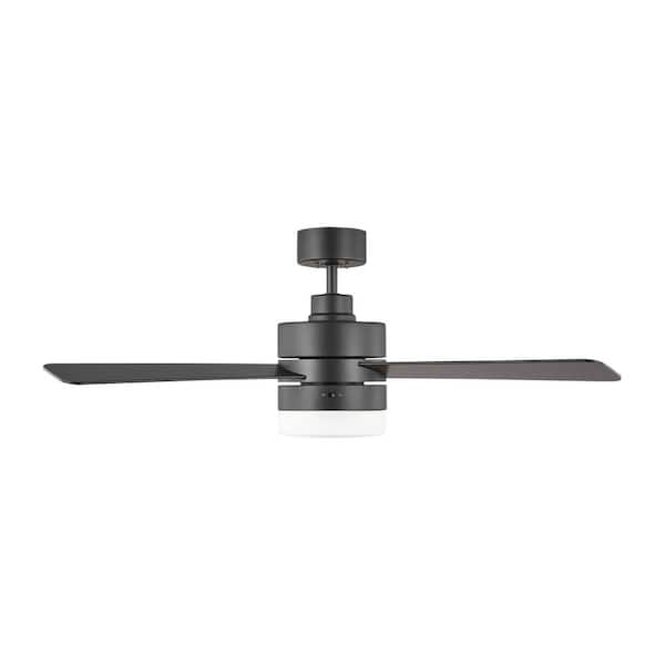 Generation Lighting - Era 44 in. Modern Matte Black Ceiling Fan with Black/American Walnut Reversible Blades, Light Kit and Wall Mount Control
