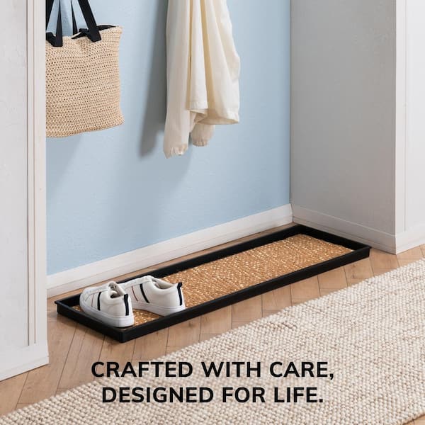 46.5 in. x 14 in. x 1.5 in. Natural and Recycled Rubber Boot Tray with Tan and Khaki Coir Insert