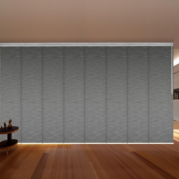 EMOH Heather 130 in. - 175 in. W x 116 in. L Adjustable 8-Panel White Double Rail Panel Track with 23.5 in. Slates