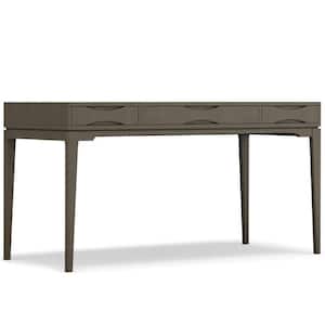 60.00 in. Rectangular Desk Gray Solid Wood 2 Drawers Writing Desk