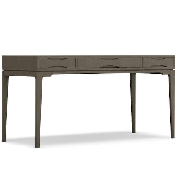 60.00 in. Rectangular Desk Gray Solid Wood 2 Drawers Writing Desk