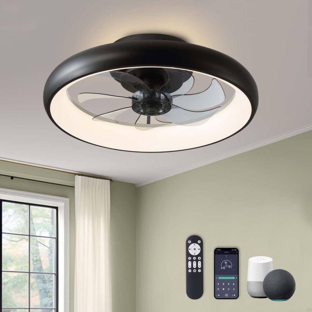 Black Polycarbonate 20'' Low Profile Ceiling Fan with LED Light