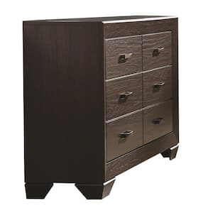 59 in. Brown 6-Drawer Wooden Dresser Without Mirror