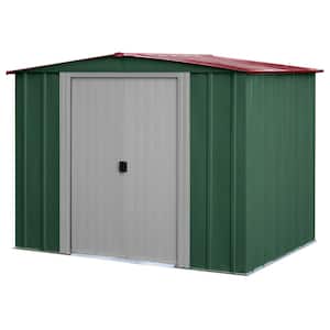 8 ft. x 6 ft. Green/Red Metal Storage Shed With Gable Style Roof 43 Sq. Ft.