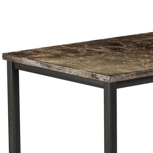 mieres 5-Piece Rectangular Brown Wood Faux Marble Top Dining Table  